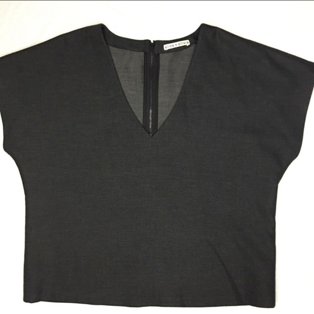 Alice + Olivia Boxy Blouse - Leather Tr…